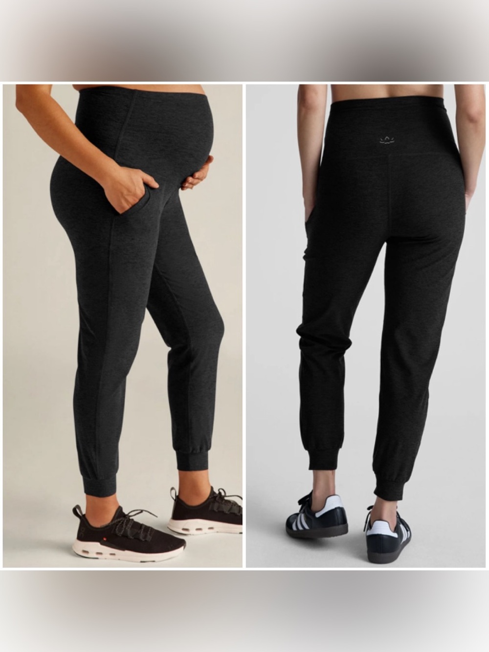 Beyond Yoga Beyond the Bump Spacedye Maternity Midi Jogger Pants L Black Lounge